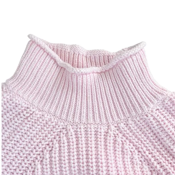 J.Crew Pink Shaker Stitch Mock Neck Cotton Sweater BE159 Medium EUC - Image 7