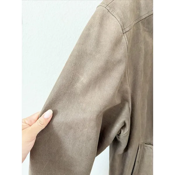 Savile Row Brown Leather Bomber Jacket Medium - Image 10
