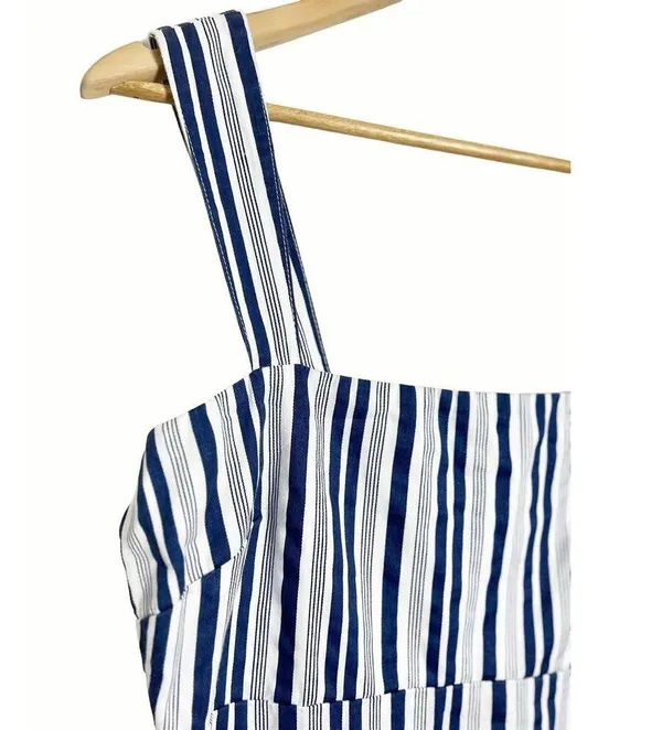Show Me Your Mumu Blue White Striped Aria Sleeveless Square Neck Mini Dress M - Image 7