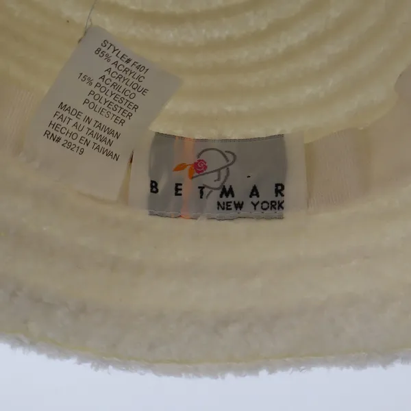 Betmar Hat Womens O/S Cloche Cream Fuzzy Textured Boucle Excellent - Image 4