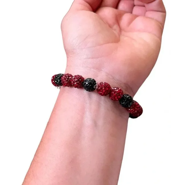 Georgia Bulldogs Rhinestone Spirit Bracelet Beaded UGA Elastic Stretch - Image 3