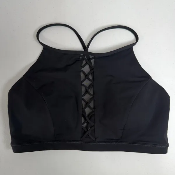 Lululemon 38D Shoreline Bikini Top Black Swimsuit High Neck Swim UV Protected - Image 4