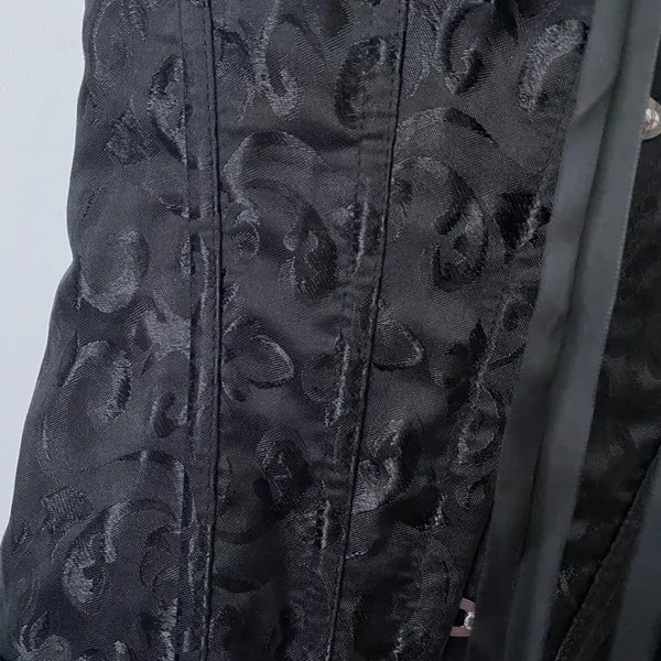 Jacquard Moody Witchy MobWife Renaissance Goth Corset Top M Black - Image 6