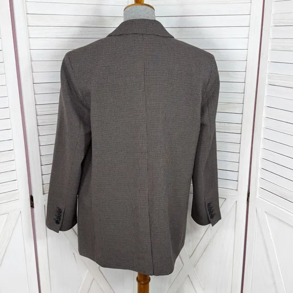 Gap Oversized Blazer Women Small‎ Brown Houndstooth Knit Jacket Heritage Preppy - Image 4
