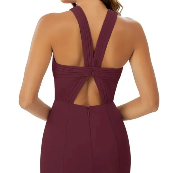 Azazie Burgundy Halter Wedding Dress - Image 5