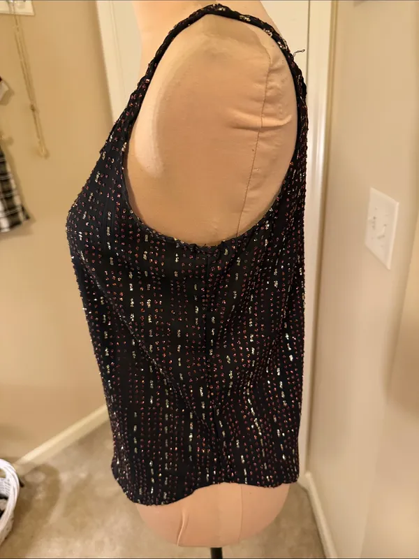 Black Sequin-Embellished Women's Tank Top - Image 3