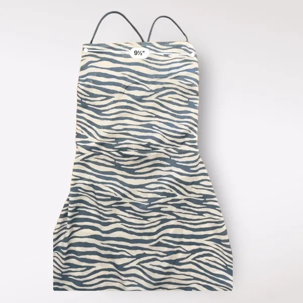 J.O.A. Dress Women’s Small Blue‎ White Zebra Print Lace Up Back Mini - Image 4