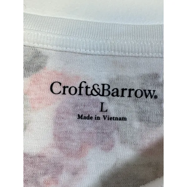 Croft & Barrow Womens Large Orange‎ Floral Cotton Short Sleeve Crew Neck T-Shirt - Image 3