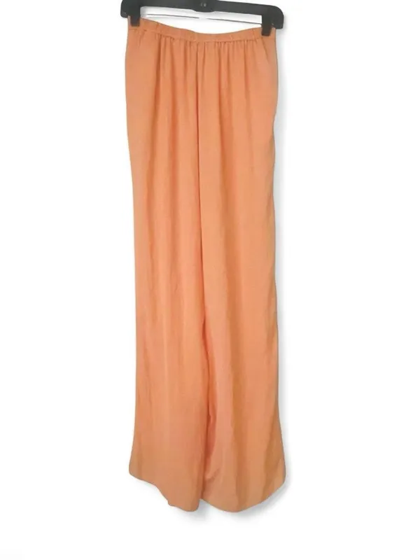 Zara Basic Peach Orange Flowy Wide Leg Silky Palazzo Pants XS - Image 4