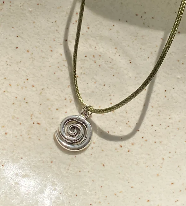 Handmade spiral swirl uzumaki funky boho grunge style necklace🌀 - Image 3