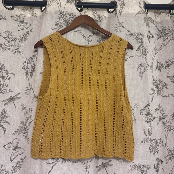 Be cool Yellow Knit Tie Front Vest - Image 2