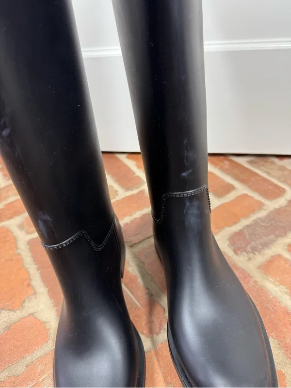 Jeffrey Campbell Torrential Rain Boot Women 11 Black Like New Waterproof Tall - Image 5