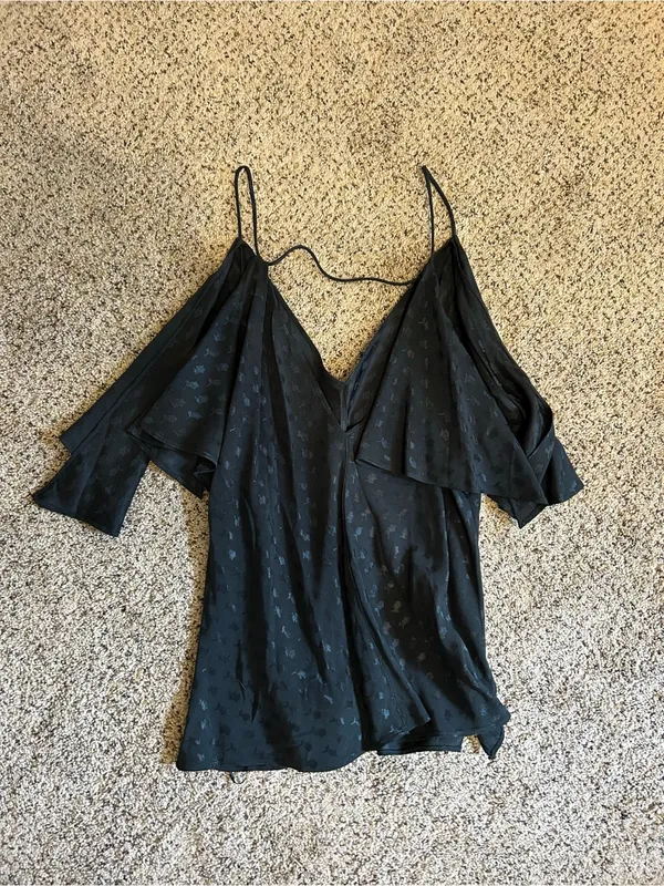 Zara Deep Green Open Shoulder V-Neck Camisole - Image 3