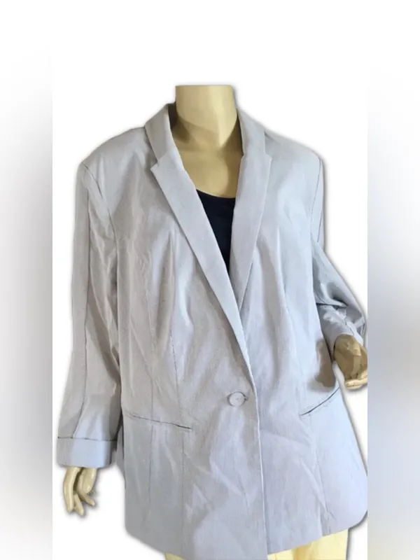 Lane Bryant Pin Stripe Blue And White Blazer Nwt (28) - Image 3