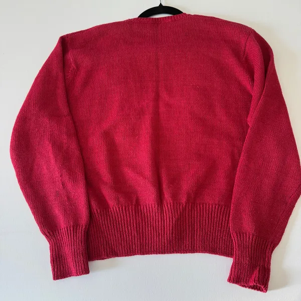 90s Vintage Autograph Red Paisley Embroidered Cardigan sweater | Medium - Image 4