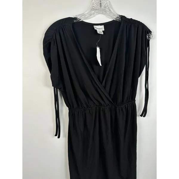 NWT Motherhood Maternity‎ Small Womens Top Black Stretch V-Neck Cap Sleeve - Image 3