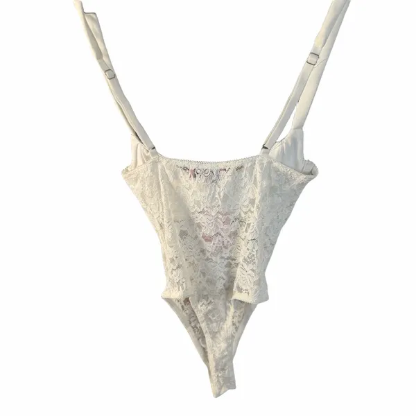 NEW Edikted XS Lace Trim Corset White Bodysuit - Image 9