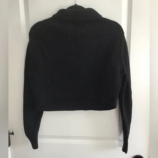 Wilfred Free‎ Womens Crew Neck Long Sleeves Cropped Sweater Black Wool Size M - Image 3