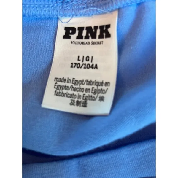 Pink Victoria's Secret Giddy Up Rhinestone Graphic T-Shirt Blue Large - Image 3