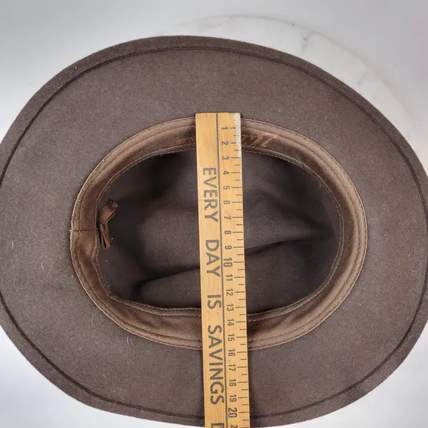 Indiana Jones Brand Wool Hat Mens Small Brown Stylish Bow Ribbon Band 12" Fedora - Image 8