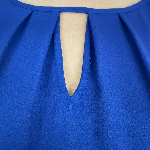 Express Royal Blue Lace Accent Blouse - Image 5