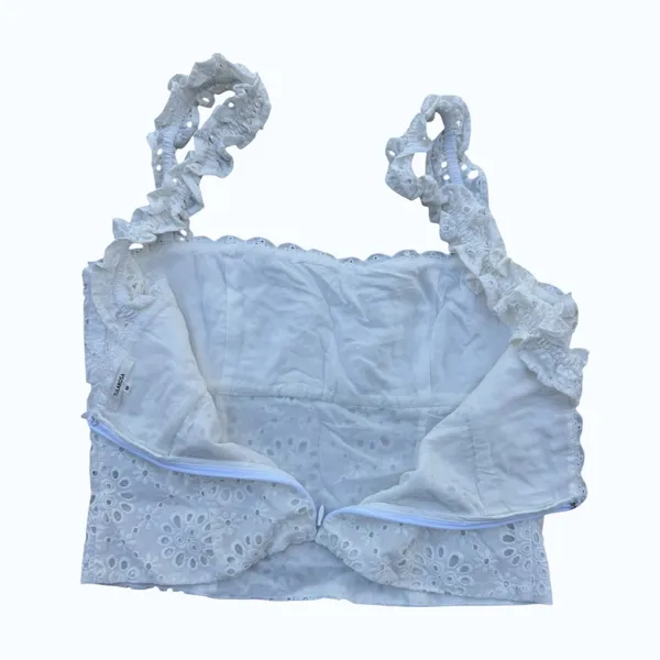 Tularosa Eyelet Crop Top Bohemian Ruffle Cotton Blouse Medium Sold by‎ Revolve - Image 9