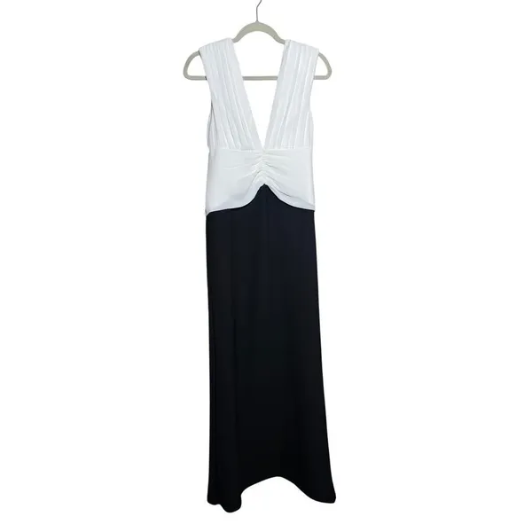 MESHKI Monique Contrast Maxi Dress – Black Chiffon & Stretch, Women’s Size M - Image 3