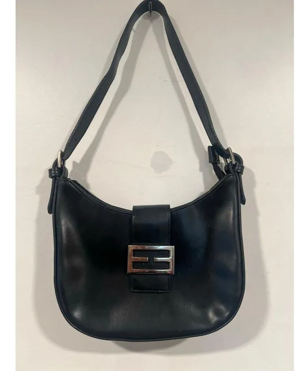Women’s Black Faux Leather Small Hobo Bag - Image 2