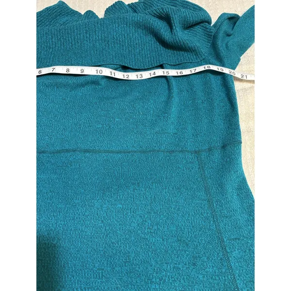 Athleta Teal Sweater Dress 2X Cowl Neck Tunic Organic Cotton Wool Pockets - Image 9