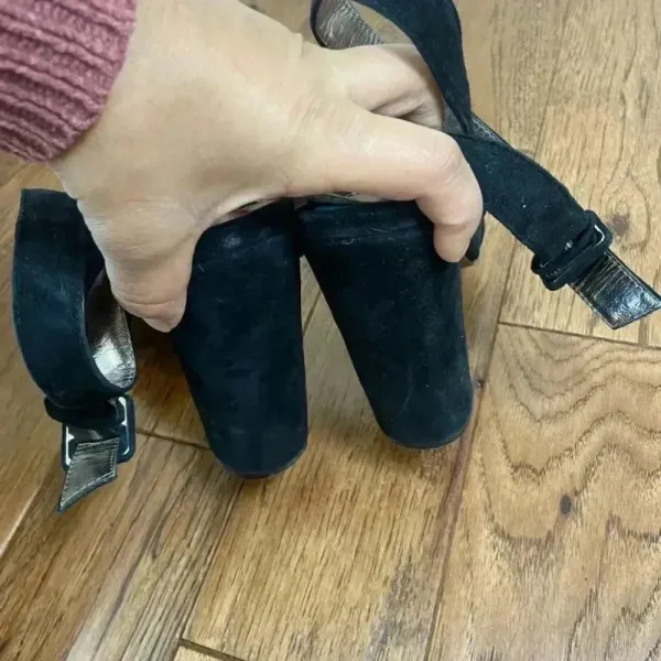 Nine West STEVE MADDEN Canaan Designer Black Suede Strappy Sandals Heels 10M - Image 7
