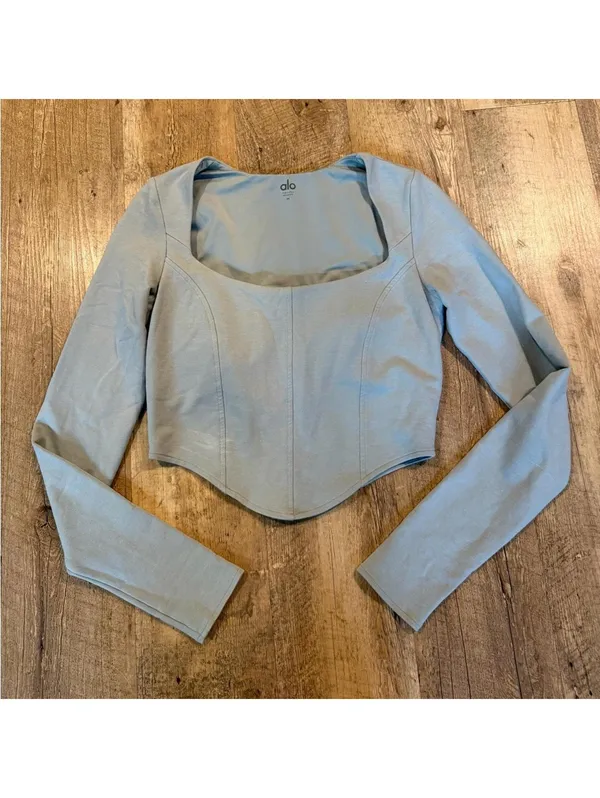 Alo Soft Sculpt Long Sleeve Top Mint Green Medium - Image 2