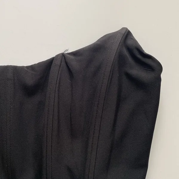 White Fox Boutique Black Strapless Corset Bandeau Crop Top Size Small - Image 2
