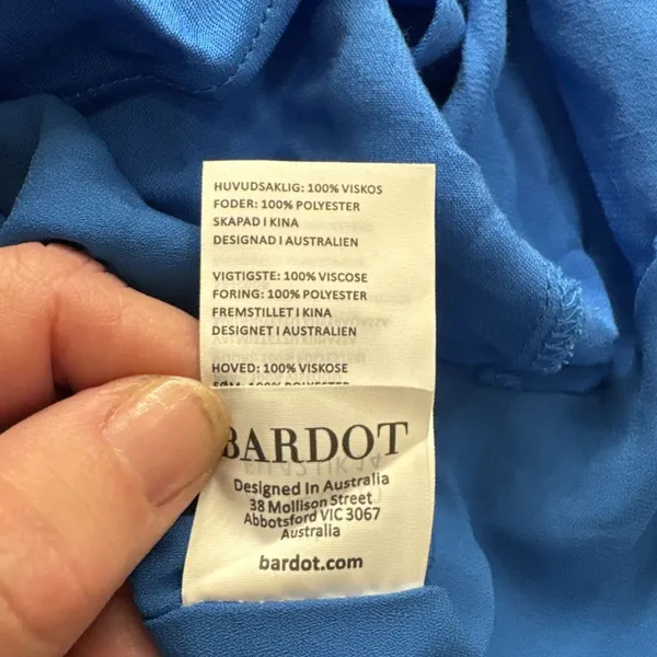 Bardot Revolve Ember Midi Dress Bold Blue Size‎ 10 Asymmetrical Cocktail Satin - Image 6