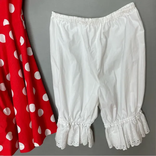 Handmade‎ Minnie Mouse Dress Halloween Costume Bloomers Red White Polka Dots - Image 8