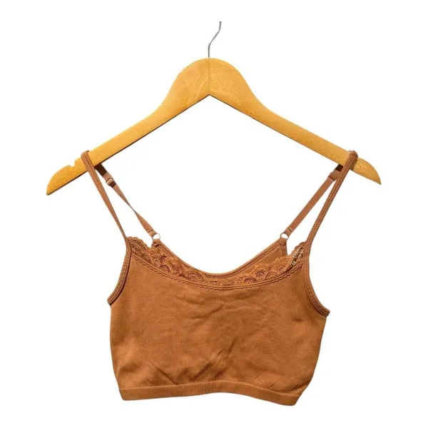 Aerie Ribbed Lace Trim‎ Bralette Tank Top Brown Women's Size Small - Image 2