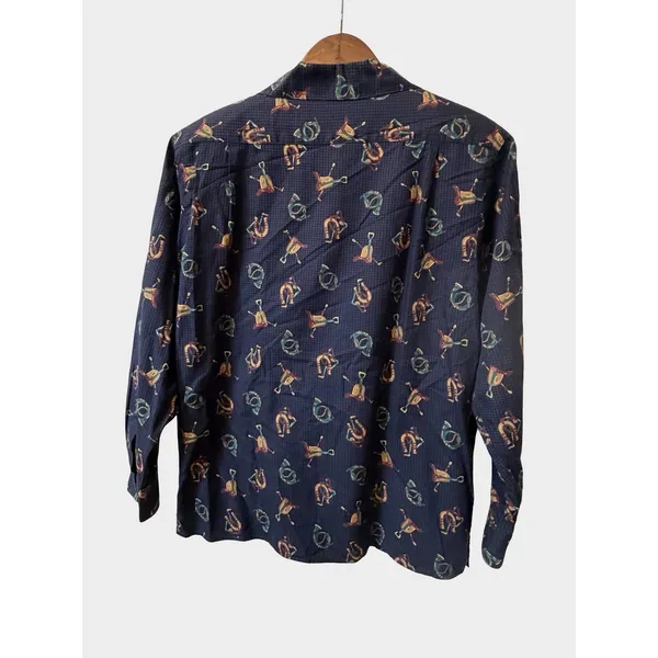 VTG Brooks Brothers Navy Equestrian Horse Bit Button‎ Down Shirt Small Preppy - Image 6