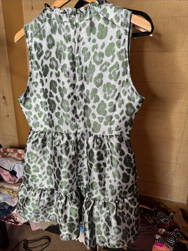 NWOT Karlie Green Leopard Tiered Tapestry Mini Dress Size Medium - Image 12