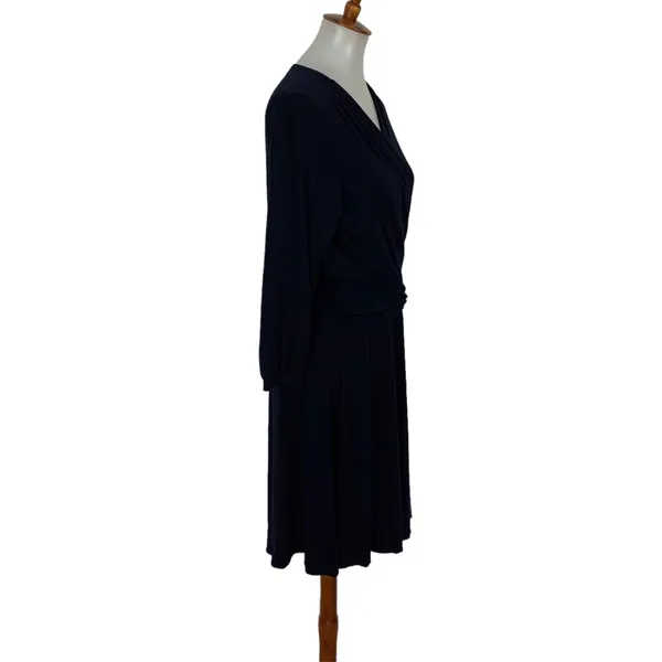 Bess And George Dress Medium Blue Long Sleeve Retro‎ Elegant Workwear - Image 4