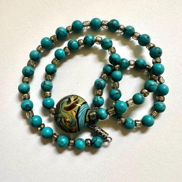 Blue beaded necklace Blue - Image 6