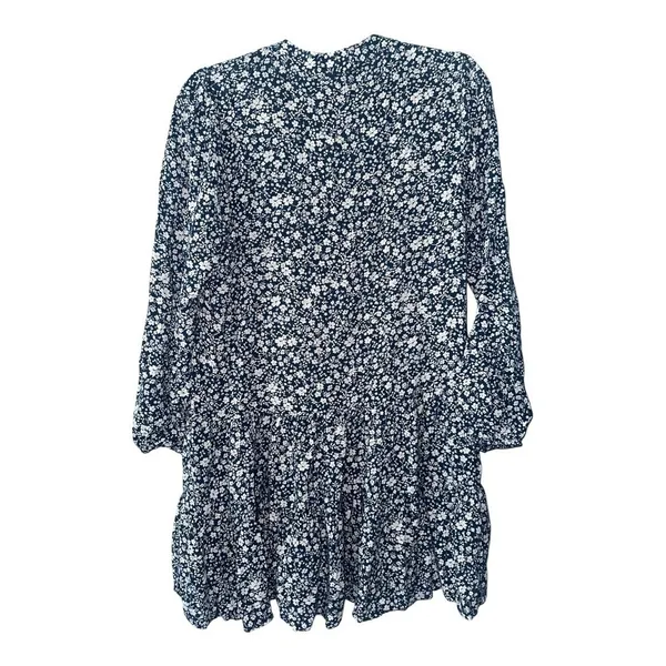 Francesca's Mi Ami Anita Blue‎ Floral V-Neck Mini Baby Doll Dress, Small - Image 4