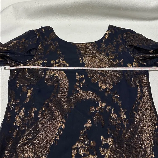 Leslie Fay Navy & Metallic Rose Gold Short Dress with split sleeves size 10 - Image 11