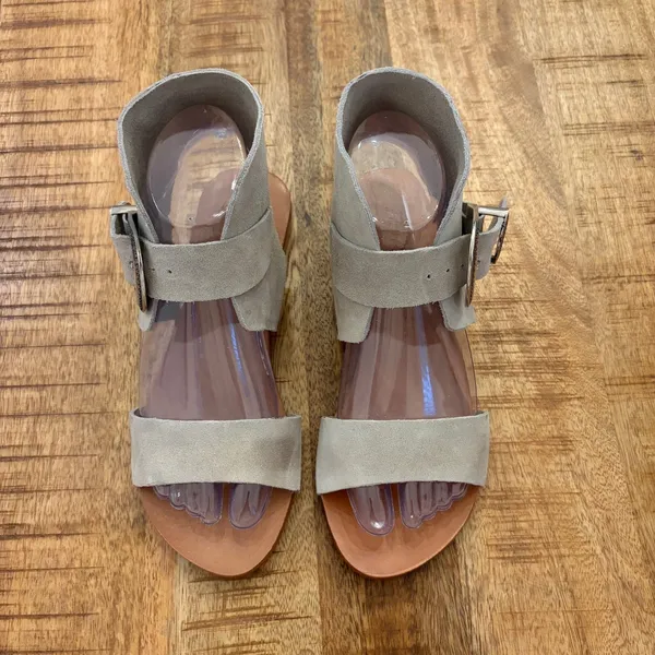 Free People Suede Western Buckle Sandals Women 36 US 5.5 Boho‎ Hippie Cowgirl - Image 2