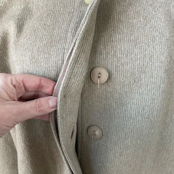Vintage 80s Karen Peters Beige Wool Cashmere Peacoat USA L - Image 4