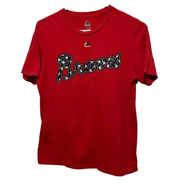Majestic Atlanta Braves Freddie Freeman ladies red extra large shirt MLB BASEBALL *Flawed - Image 3