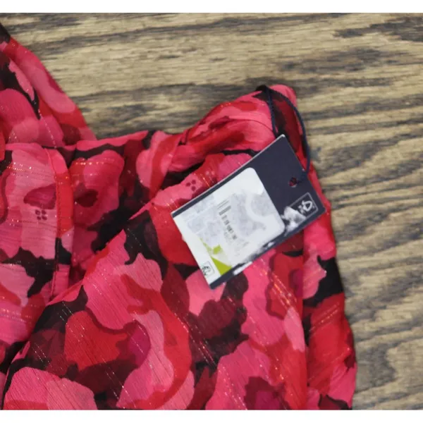 Tommy Hilfiger Womens Floral-Print Chiffon Fit & Flare Dress Red Black Floral 14 - Image 4