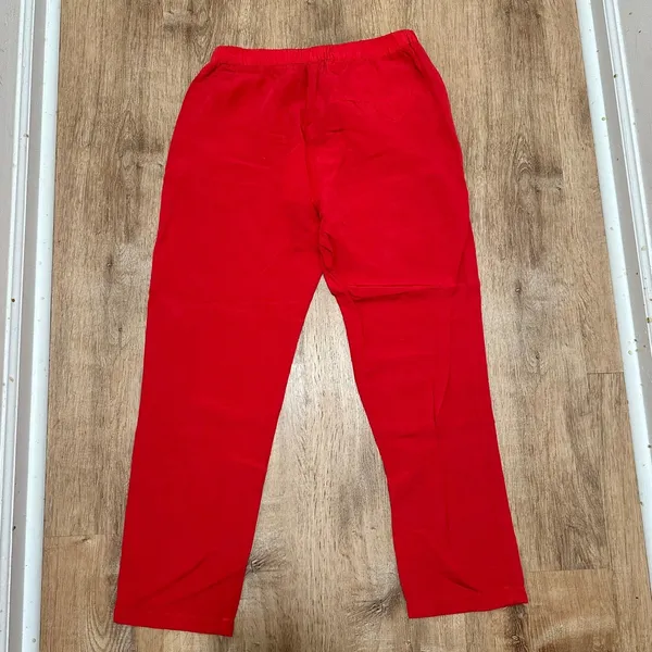 Pomandere | NWT Women's Red Linen Elastic Waist Straight‎ Leg Pants, EU 40, US S - Image 2