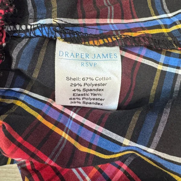 Draper James RSVP‎ Womens XXL Red Plaid Smocked Peplum Puff Sleeve Top - Image 5