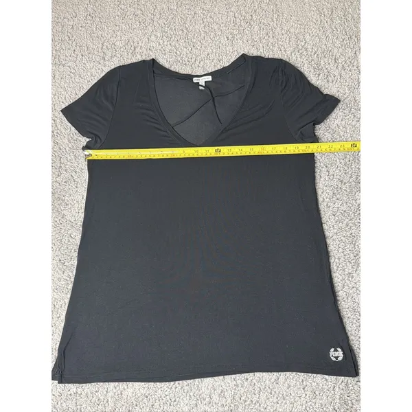 Victoria's Secret L Super Soft PINK Black Criss Cross Strappy V-Neck T-Shirt - Image 5