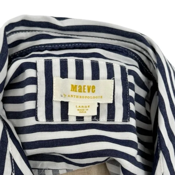 Anthropologie Maeve Bennet Beaded Sequined Button Down Shirt Striped Large‎ - Image 13