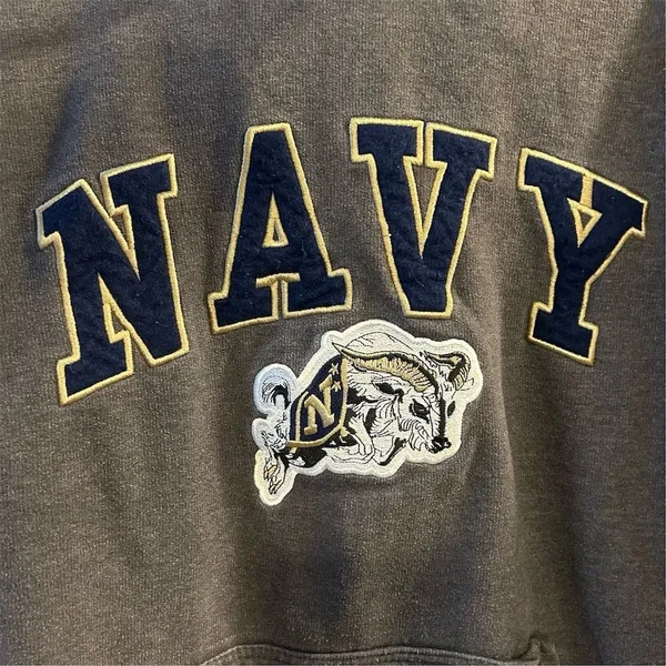 Ouray Navy Midshipmen Embroidered Hoodie‎ Sweatshirt Gray Unisex S - Image 4